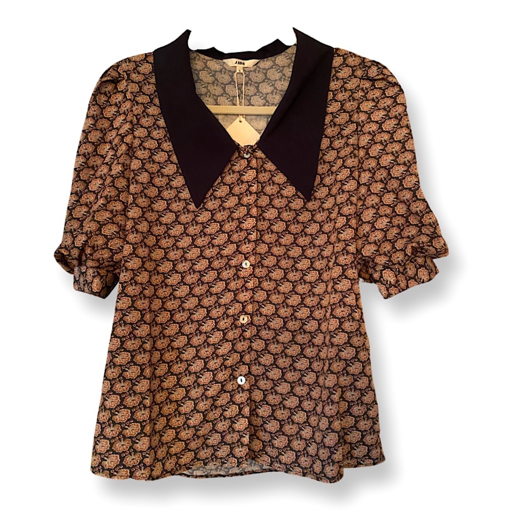 J.ING collared button down puff sleeve blouse